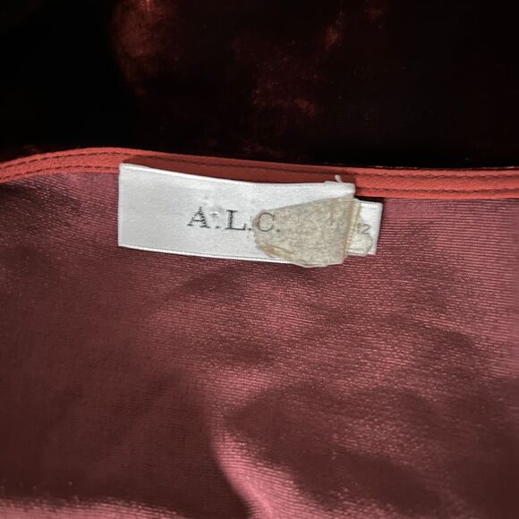 A.L.C. Carlo Velvet Wrap Mini Dress Cognac Red Size 12 - Picture 5 of 10